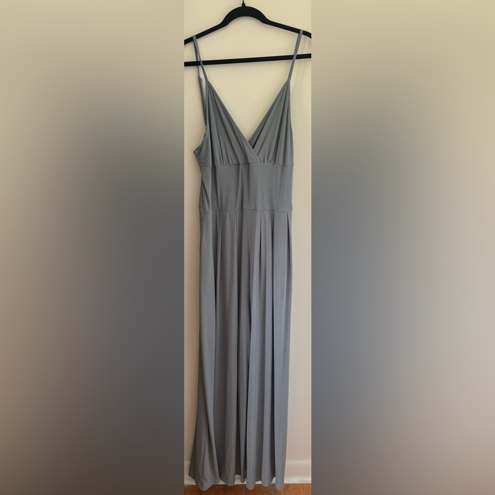 Cider Blue Pleated Maxi Jumpsuit